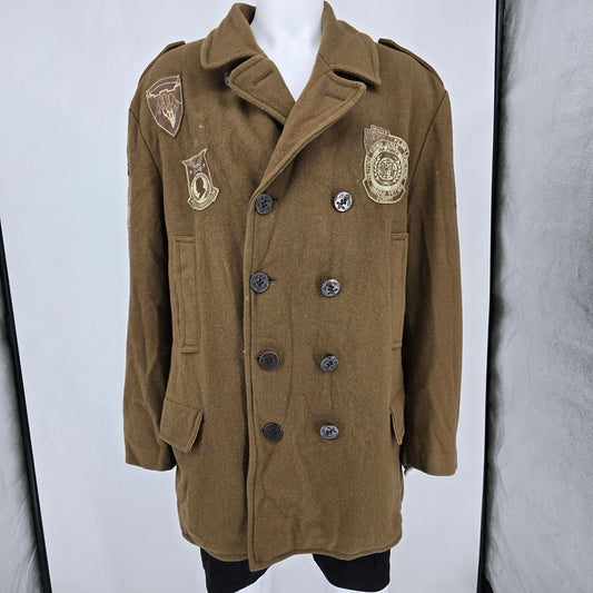 2010s Schott Drab Olive Green Vietnam Tribute Wool Blend Navy Peacoat (3XL)