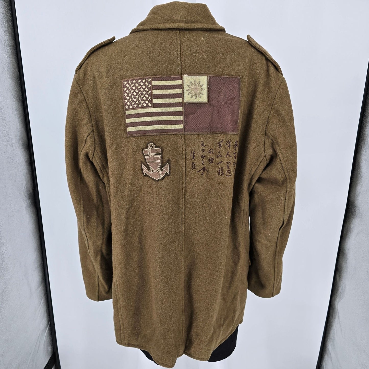 2010s Schott Drab Olive Green Vietnam Tribute Wool Blend Navy Peacoat (3XL)