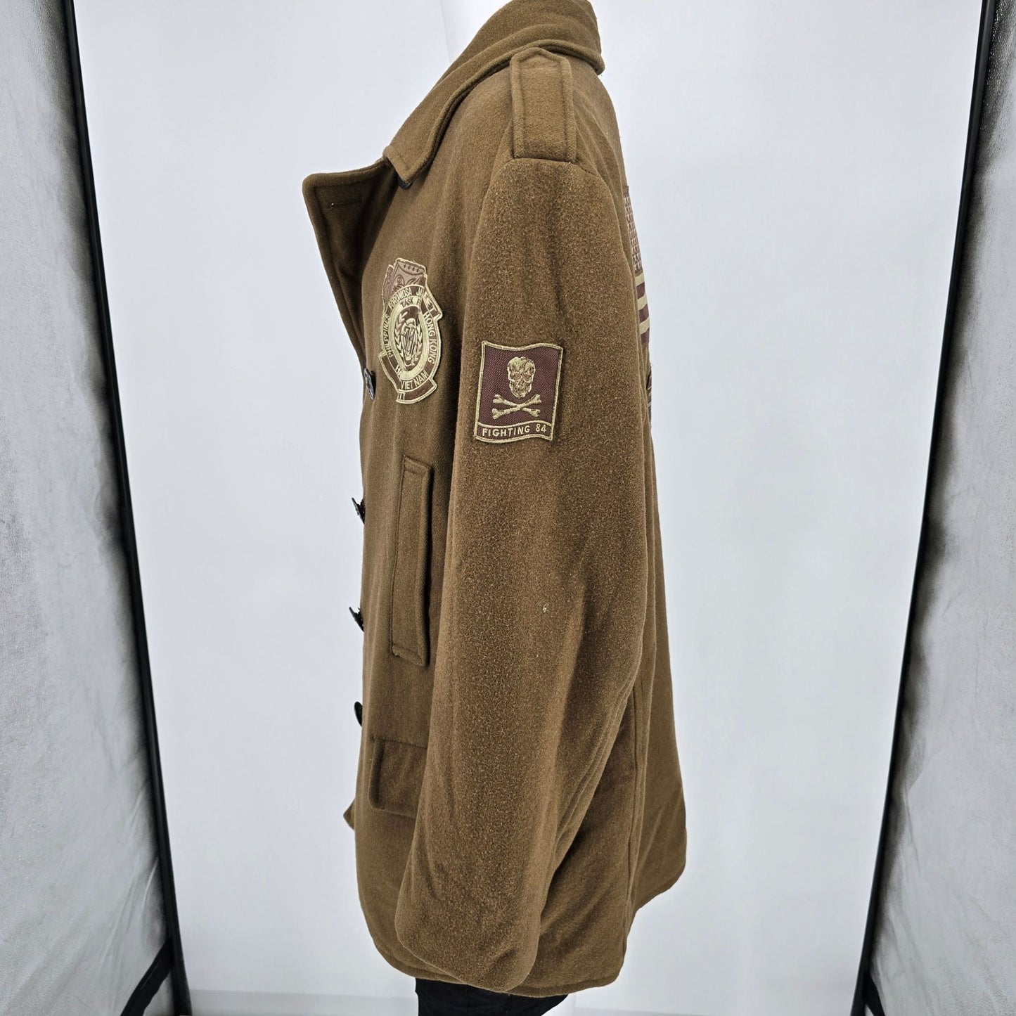 2010s Schott Drab Olive Green Vietnam Tribute Wool Blend Navy Peacoat (3XL)
