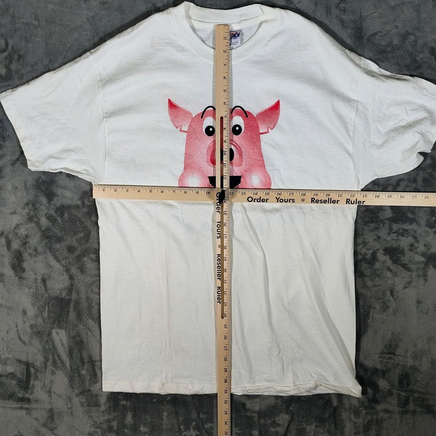 Vintage 90s Single-Stitch Hanes Beefy-T "Do The Pig"  White Graphic T-Shirt (XL)