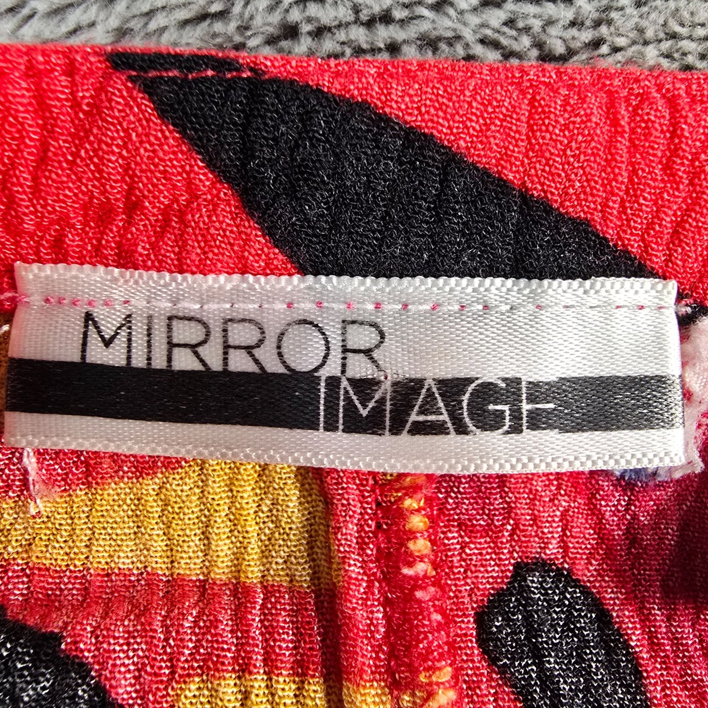 Vintage 1990s Mirror Image Crinkle Rayon Abstract Print Pocket Sundress (L)