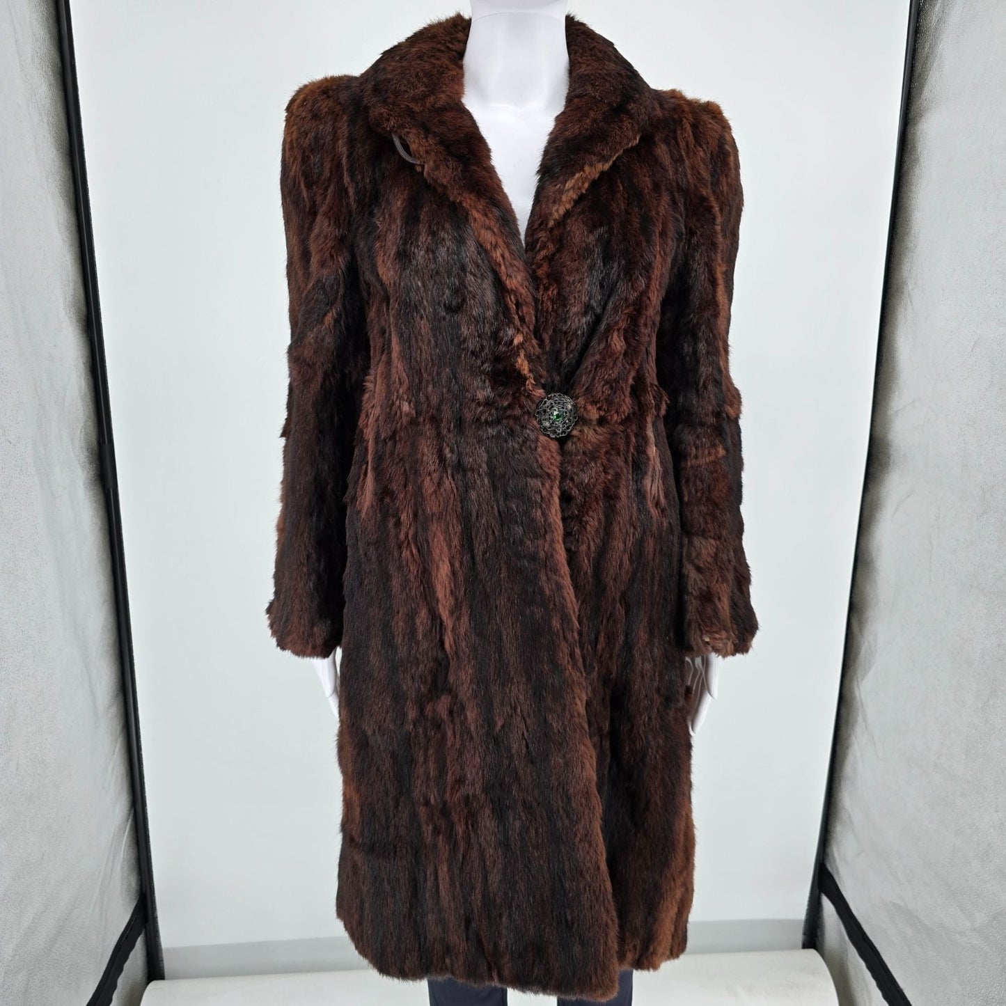 Damaged Vintage 1950s Mahogany Brown Mink? Fur Coat for Upcycling/Projects (XS)