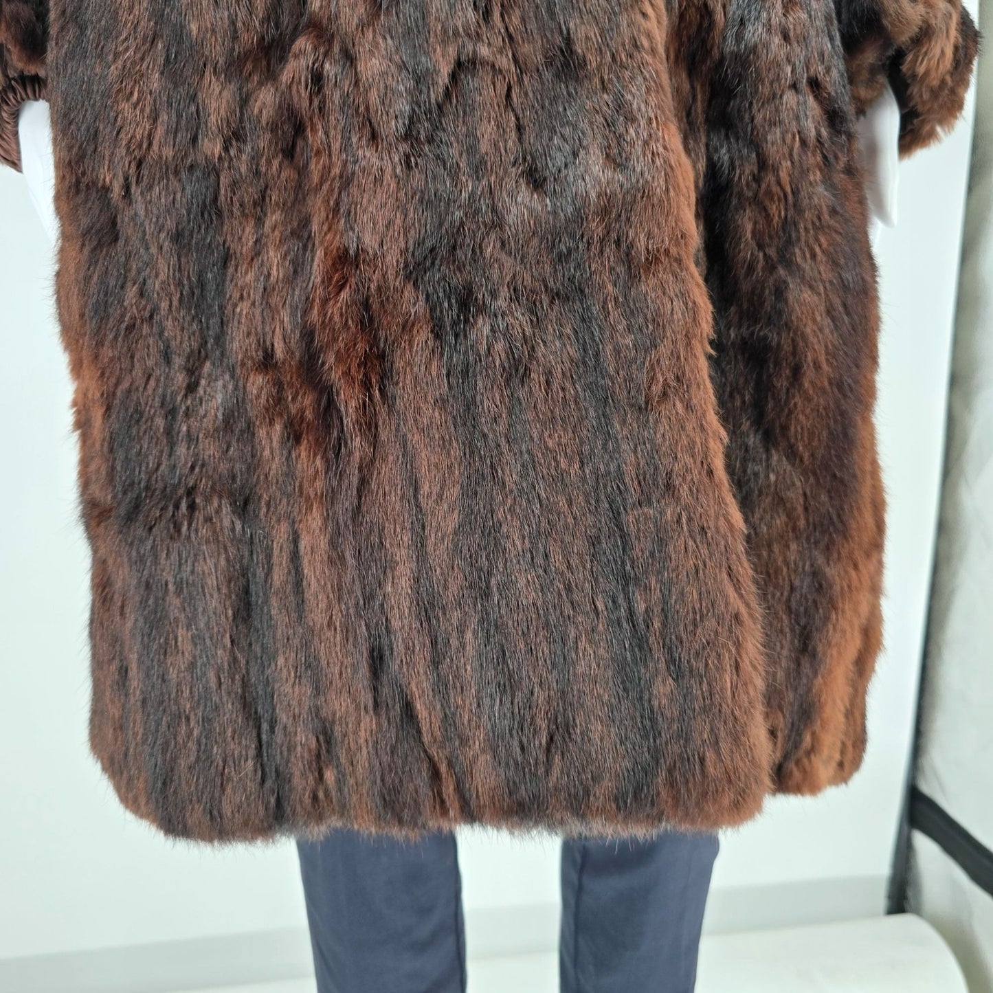 Damaged Vintage 1950s Mahogany Brown Mink? Fur Coat for Upcycling/Projects (XS)