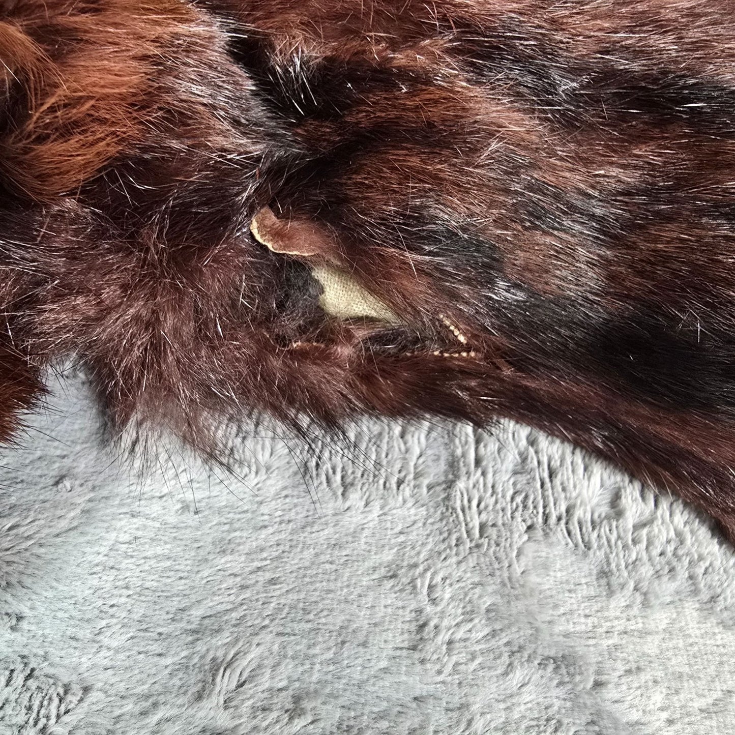 Damaged Vintage 1950s Mahogany Brown Mink? Fur Coat for Upcycling/Projects (XS)