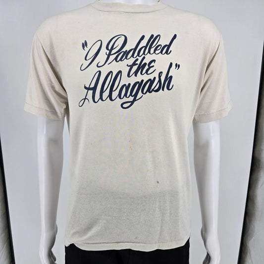 Vintage Distressed 1980s Jerzees "I Paddled the Allagash" Maine T-Shirt (L)