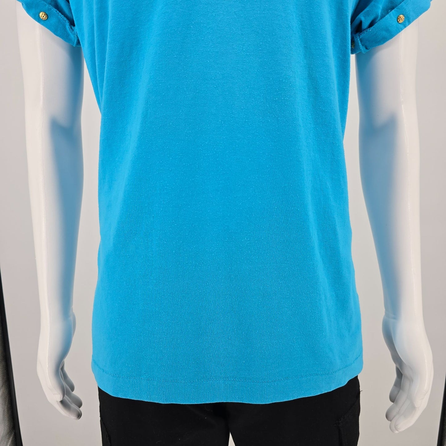 Vintage 1990s Screen Stars Best Turquoise Studded Rhinestone T-Shirt (L)
