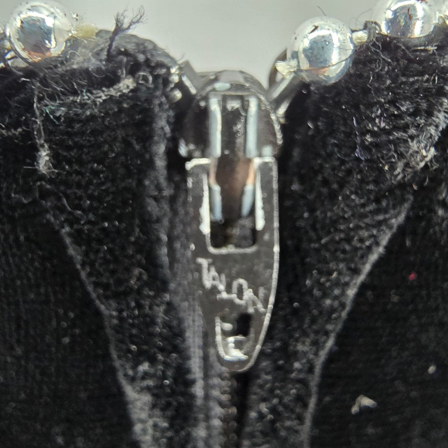Vintage 1980s Betsty & Adam Black Velvet Rayon Strapless Beaded Mini Dress (S)