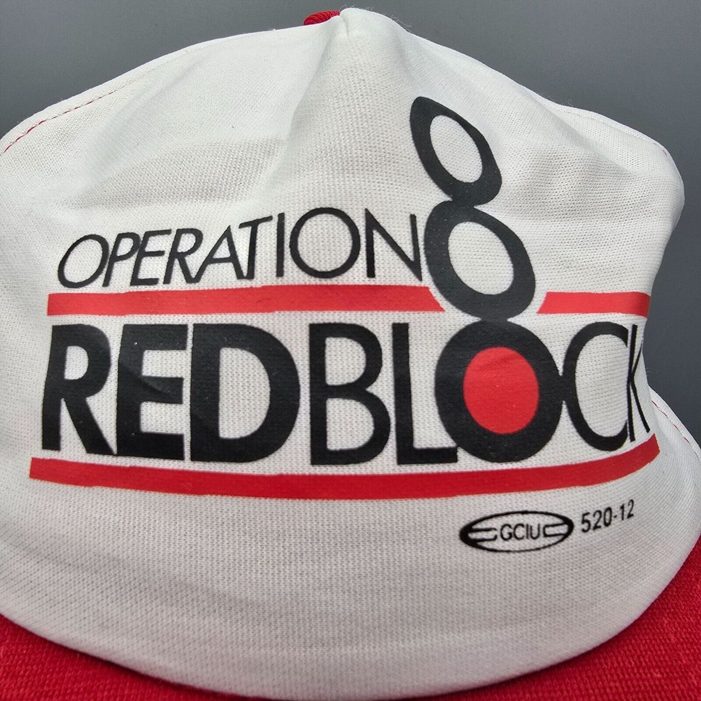 Vintage Operation Redblock Red & White Mesh Railroad Union Trucker Hat