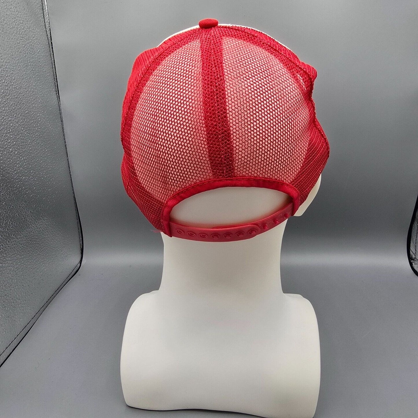 Vintage Operation Redblock Red & White Mesh Railroad Union Trucker Hat