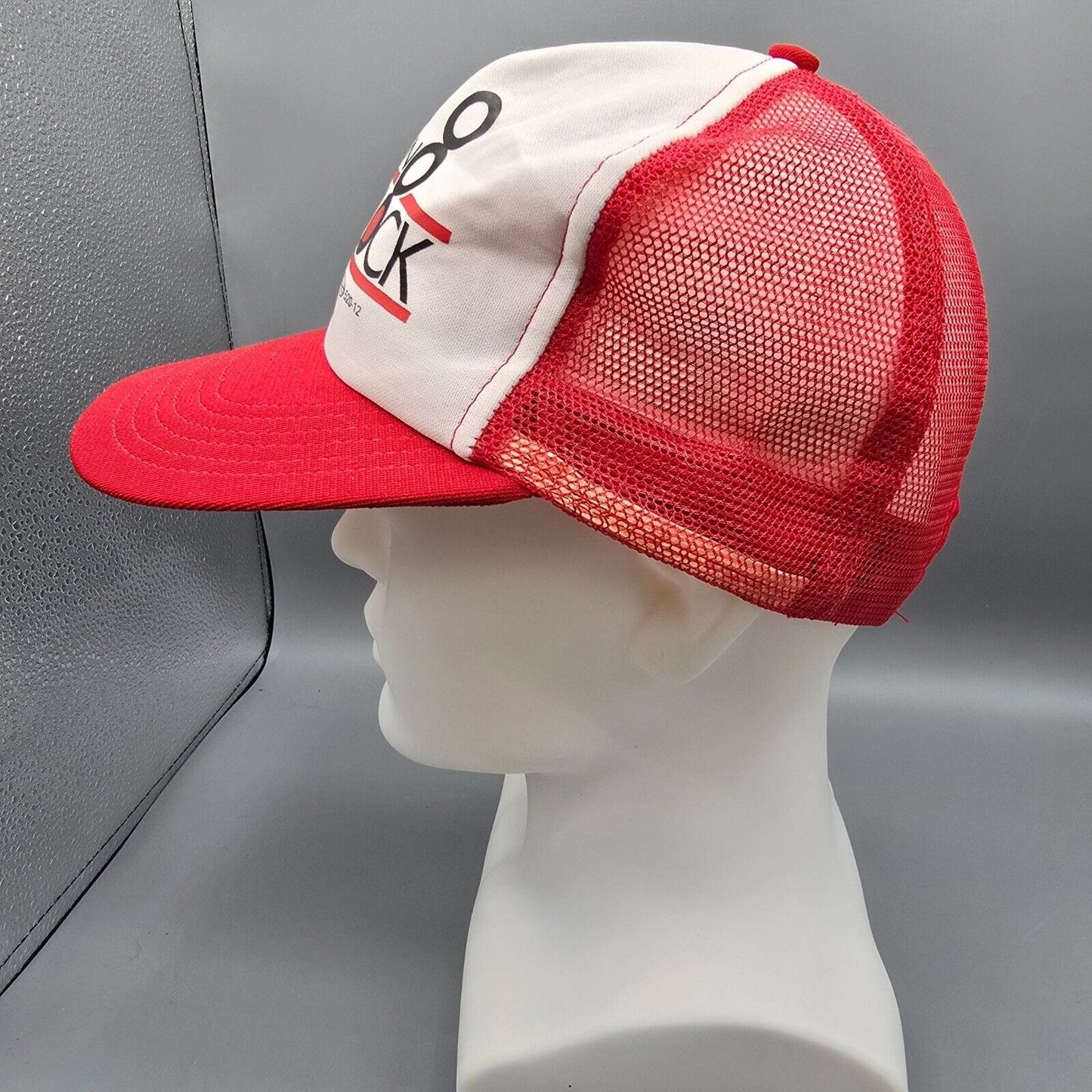 Vintage Operation Redblock Red & White Mesh Railroad Union Trucker Hat