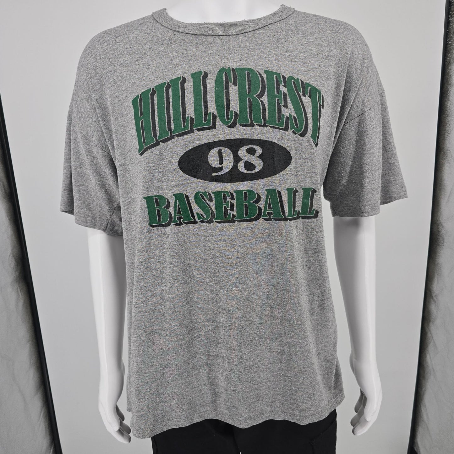 Vintage 1998 Russell Athletic Heather Gray Hillcrest Baseball T-Shirt (XXL)