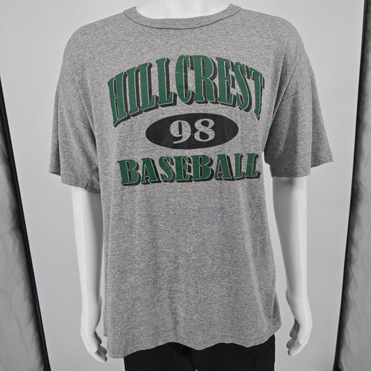 Vintage 1998 Russell Athletic Heather Gray Hillcrest Baseball T-Shirt (XXL)