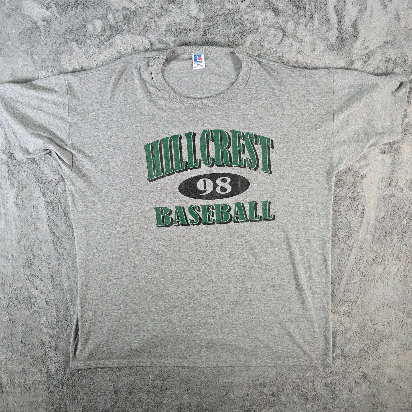 Vintage 1998 Russell Athletic Heather Gray Hillcrest Baseball T-Shirt (XXL)