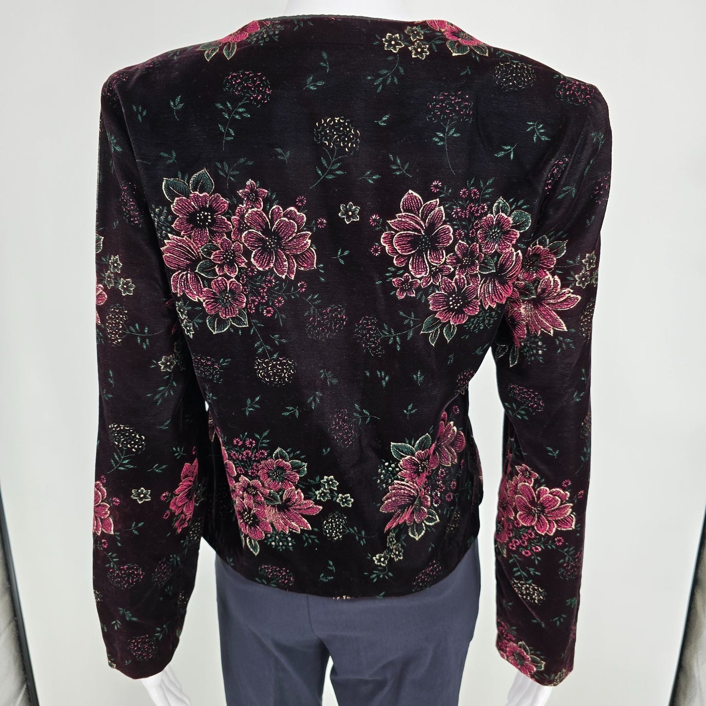 Vintage 1990s J.B.T. Sport by Fritzi Floral Velvet Jacket (Petite Medium)