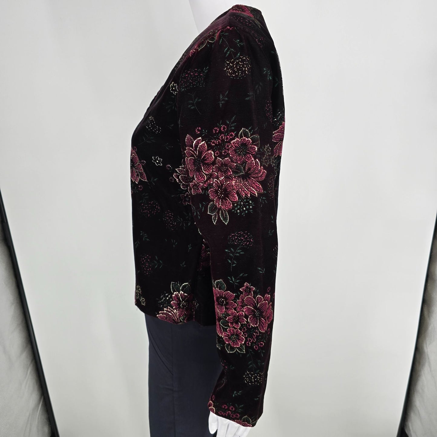 Vintage 1990s J.B.T. Sport by Fritzi Floral Velvet Jacket (Petite Medium)