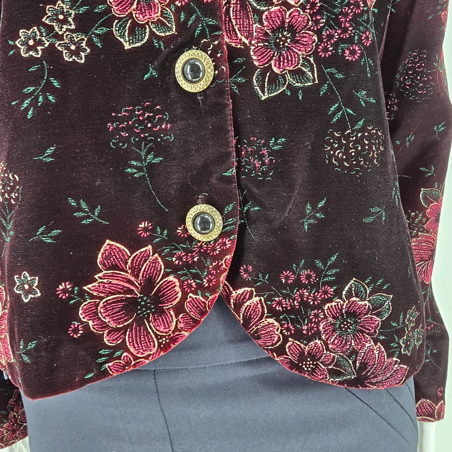 Vintage 1990s J.B.T. Sport by Fritzi Floral Velvet Jacket (Petite Medium)