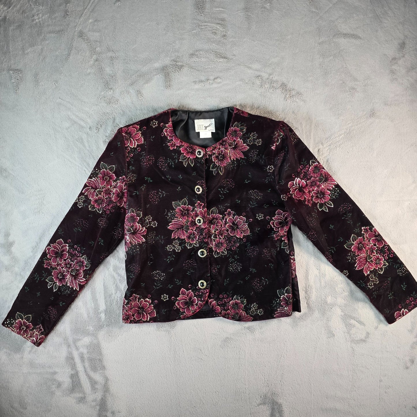 Vintage 1990s J.B.T. Sport by Fritzi Floral Velvet Jacket (Petite Medium)