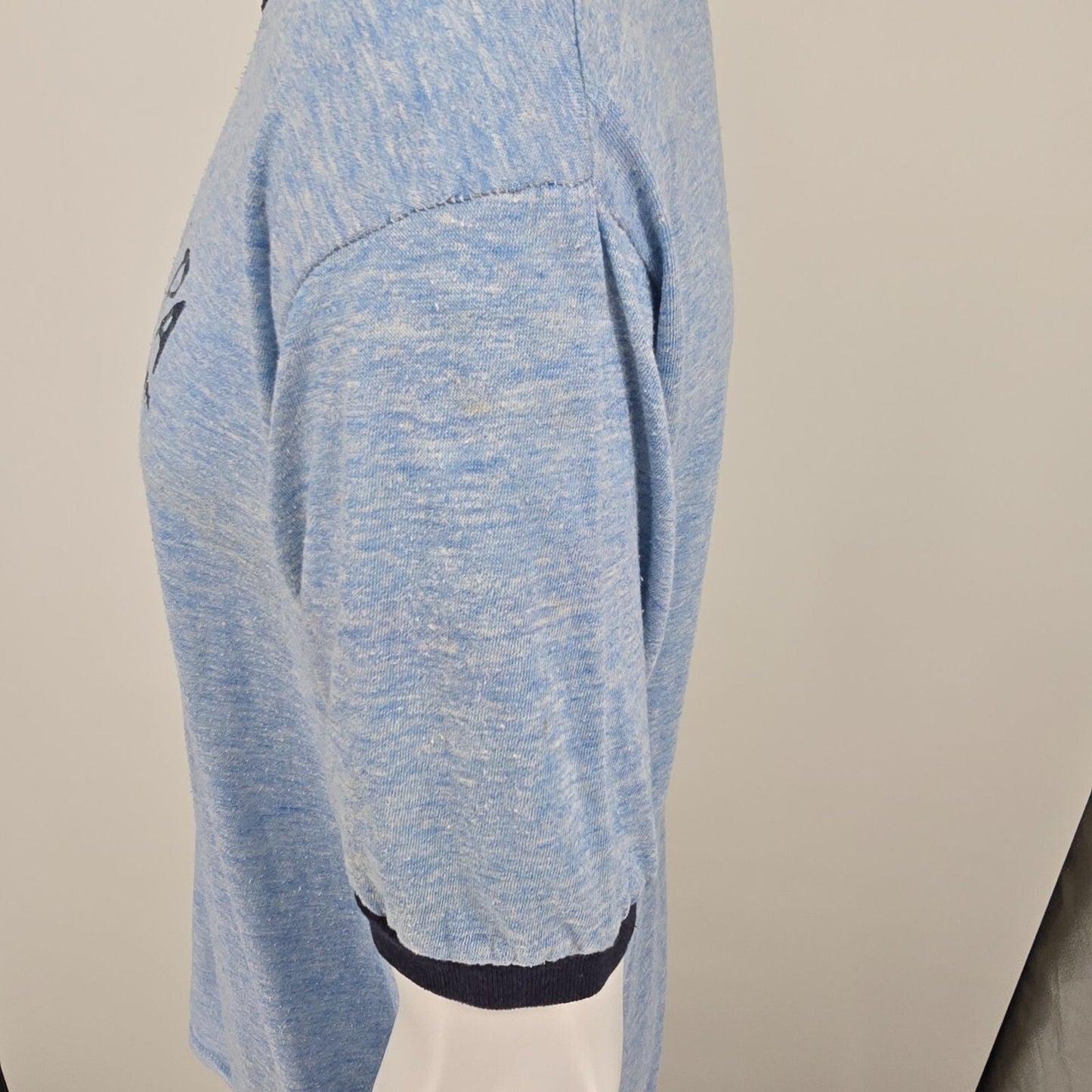 Vintage Late 1970s Early 1980s Hershey, PA Blue Heathered Ringer T-Shirt (L)