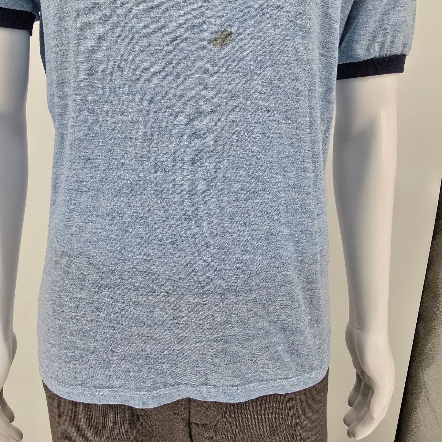 Vintage Late 1970s Early 1980s Hershey, PA Blue Heathered Ringer T-Shirt (L)