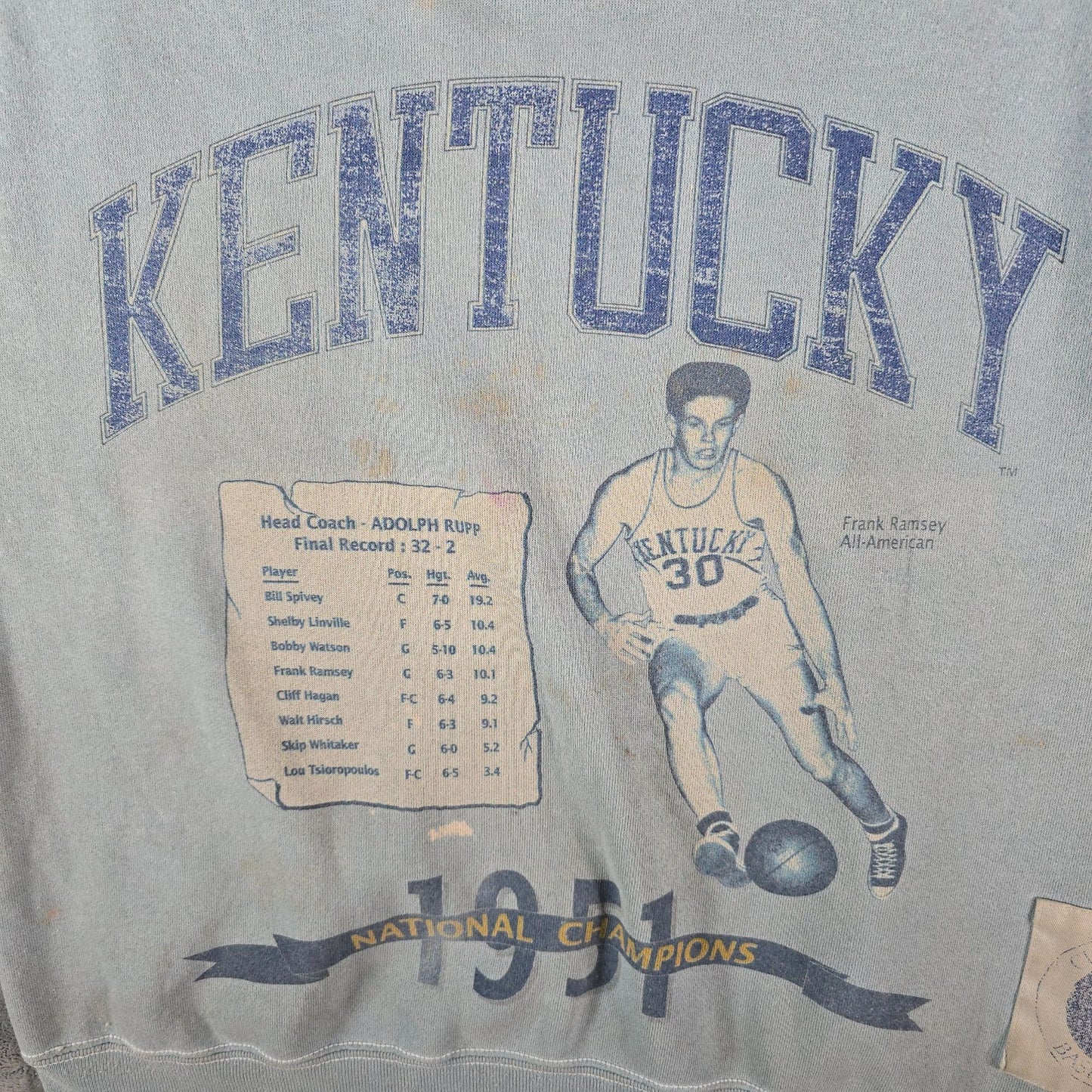 Vintage 1990s College Basketball Kentucky 1951 National Champions Sweatshirt (L)