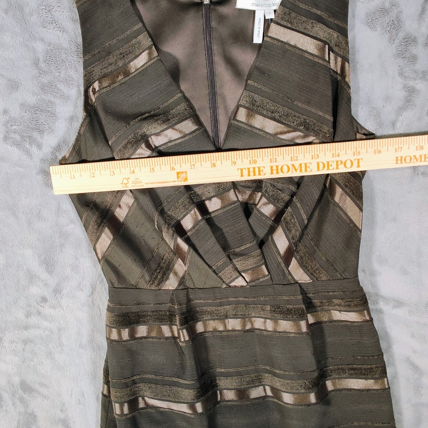 NWT Max & Cleo Women's Brown Striped Sleeveless Back Ziip Sheathe Dress (Size 4)