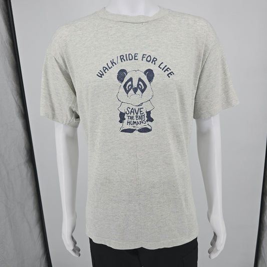 Vintage 1990s Walk/Ride for Life "Save the Baby Humans" Pro-Life T-Shirt (XL)