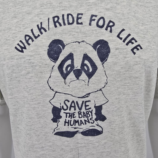 Vintage 1990s Walk/Ride for Life "Save the Baby Humans" Pro-Life T-Shirt (XL)