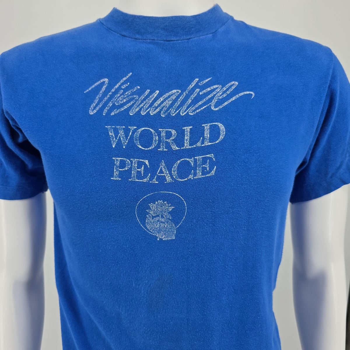 Vintage 1980 Buddhist Peace Fellowship Visualize World Peace T-Shirt (S/M)