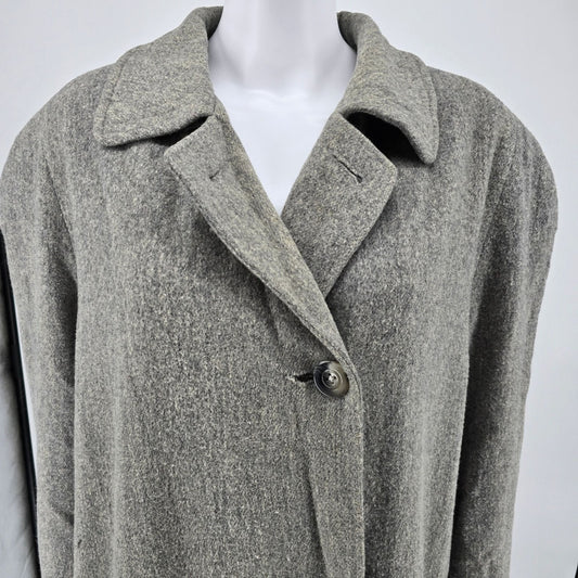 Distressed Vintage 1980s Alorna Petite Gray Wool Blend Long Coat (XXL/XXXL)