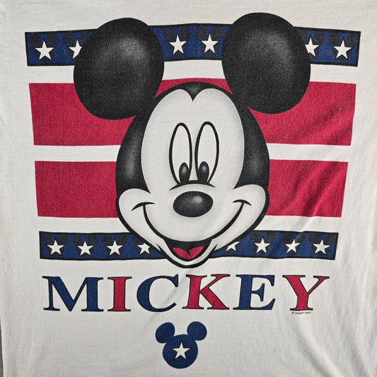 Vintage 1990s Disney Mickey Unlimited by Jerry Leigh Patriotic T-Shirt (XL)
