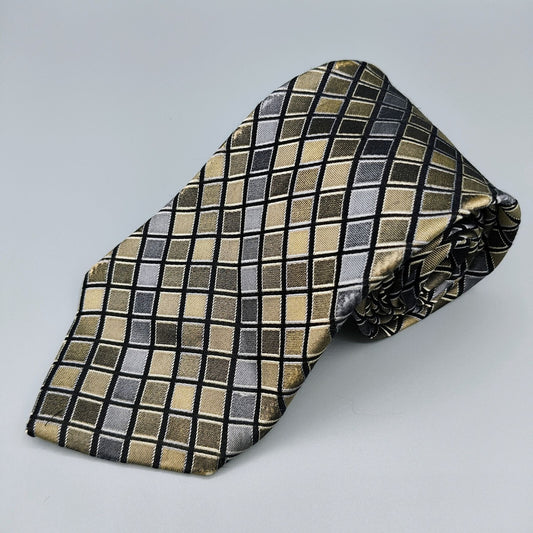 Perry Ellis Portfolio Mens Geometric Checkered Silk Tie (Fair/Good Condition)