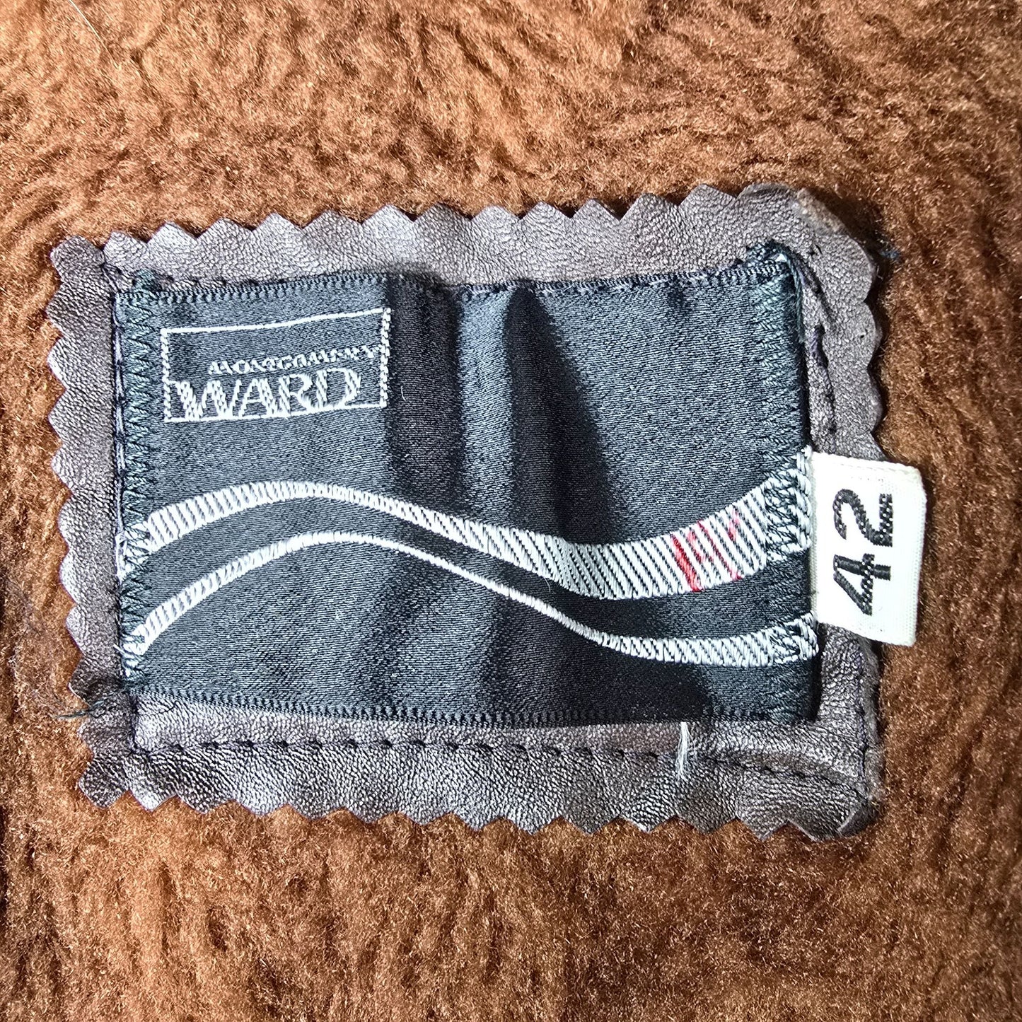 Vintage 1970s Montgomery Ward Men's Brown Leather Car Coat (Size 42/Large)