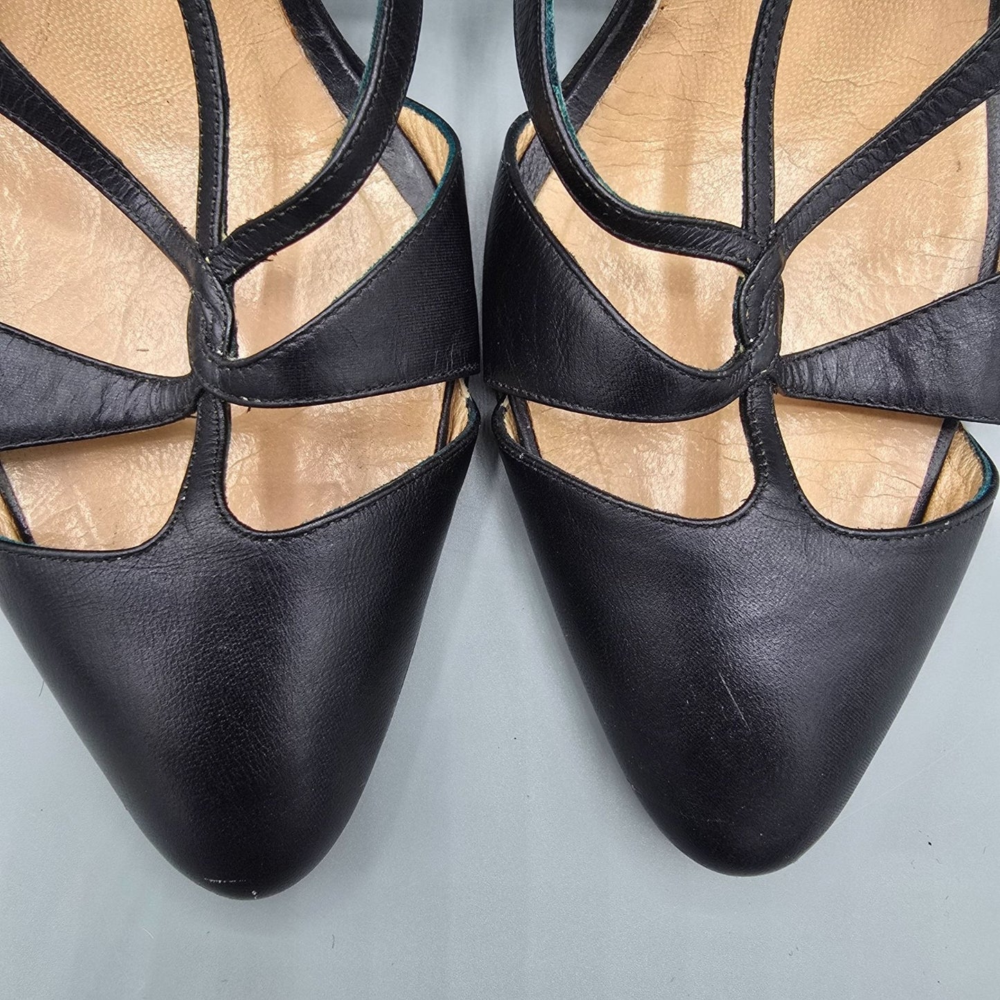 Vintage 1980s Maud Frizon Paris Black Cut-Out Multi-Strap Pumps (EU37/US6.5B)