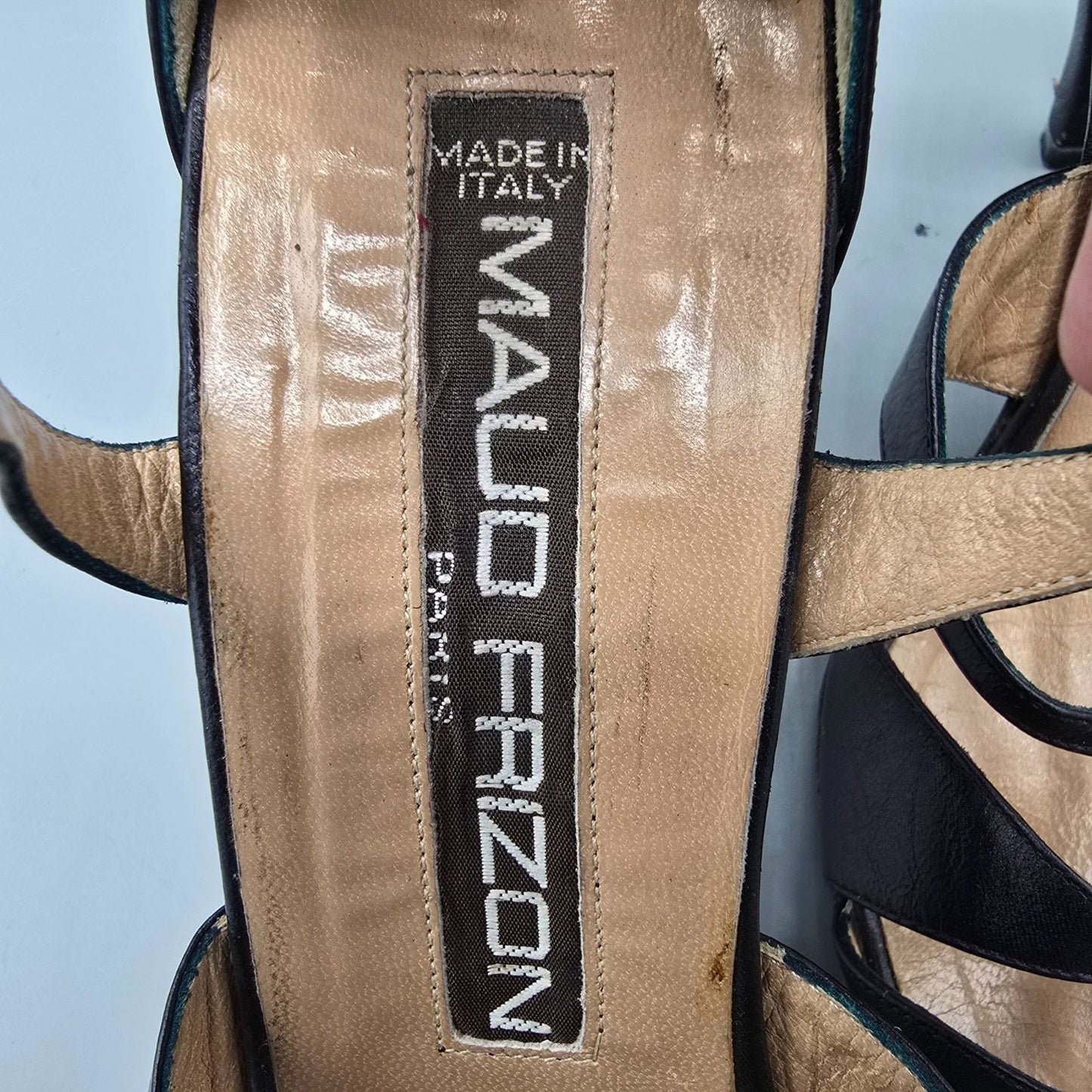 Vintage 1980s Maud Frizon Paris Black Cut-Out Multi-Strap Pumps (EU37/US6.5B)