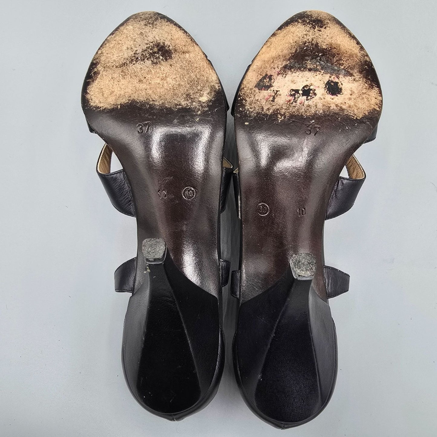 Vintage 1980s Maud Frizon Paris Black Cut-Out Multi-Strap Pumps (EU37/US6.5B)