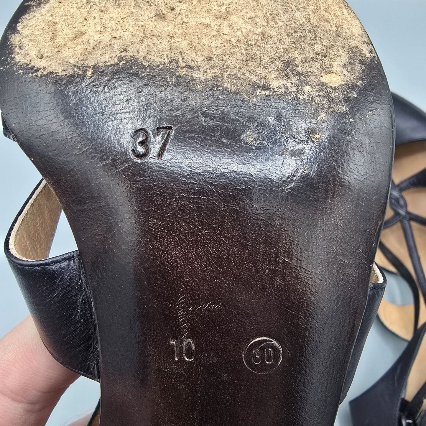 Vintage 1980s Maud Frizon Paris Black Cut-Out Multi-Strap Pumps (EU37/US6.5B)