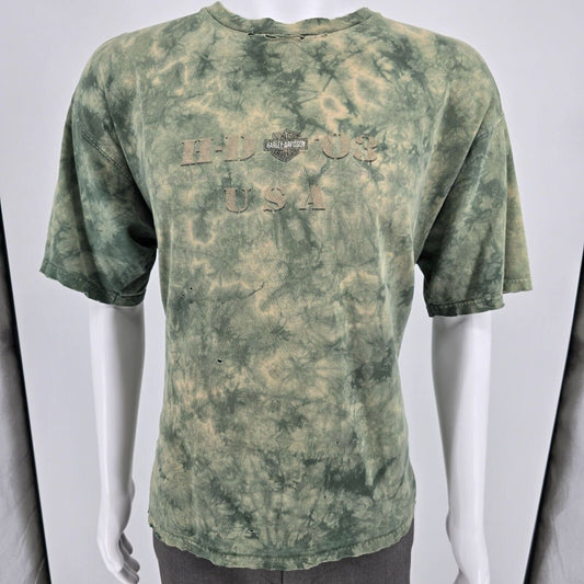 Thrashed Vintage 2003 Harely-Davidson USA Traverse City, MI Tie-Dye T-Shirt (L)