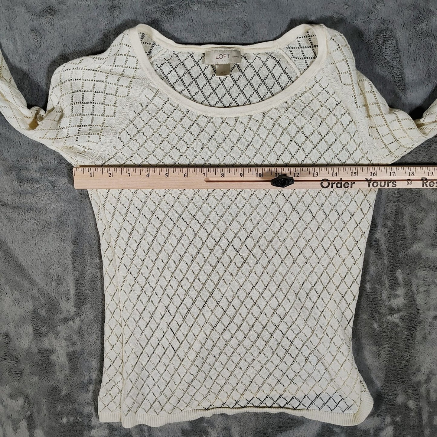 Ann Taylor Loft Petite Women's Cotton Open Knit Sweater Light Cream (XS) *Fair*