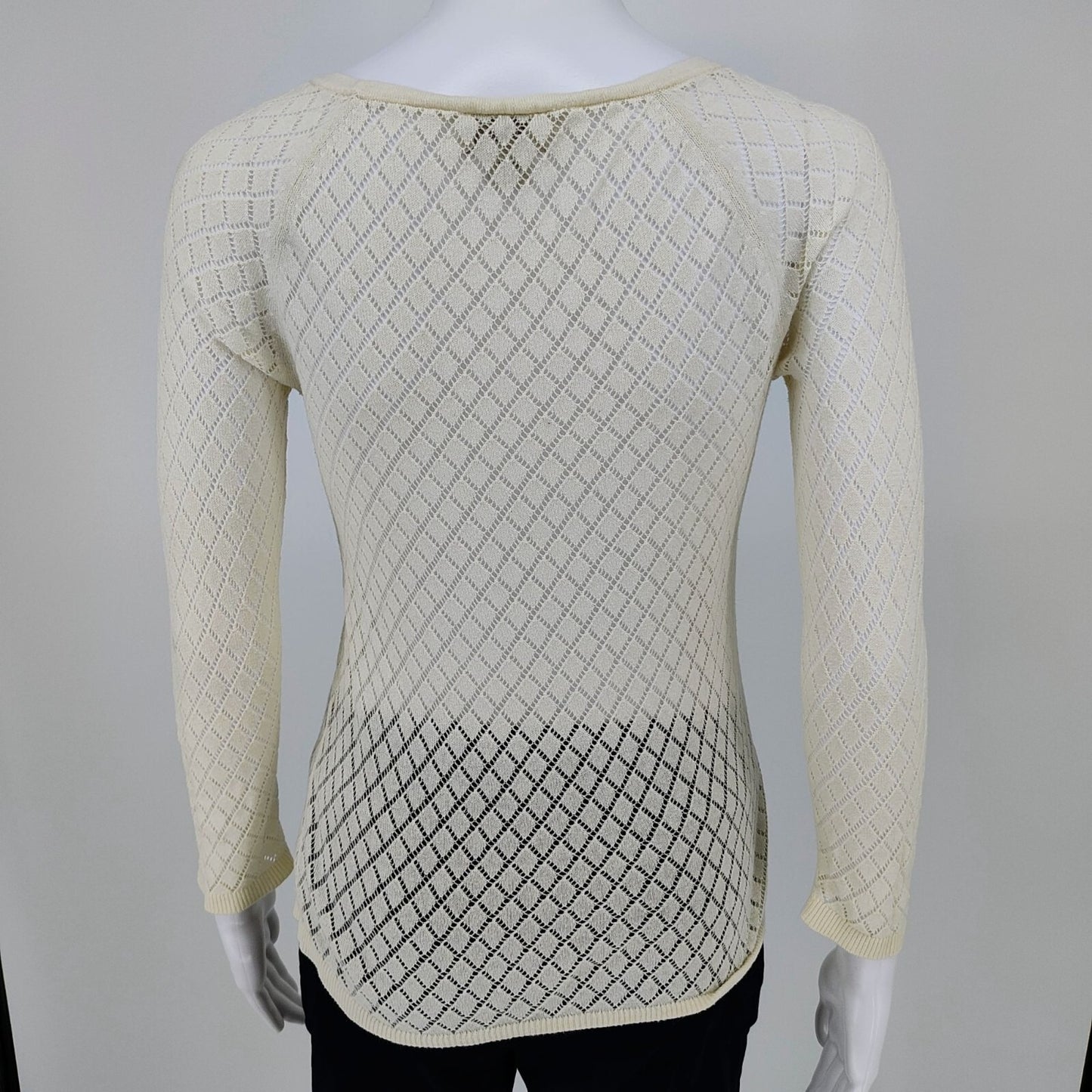 Ann Taylor Loft Petite Women's Cotton Open Knit Sweater Light Cream (XS) *Fair*