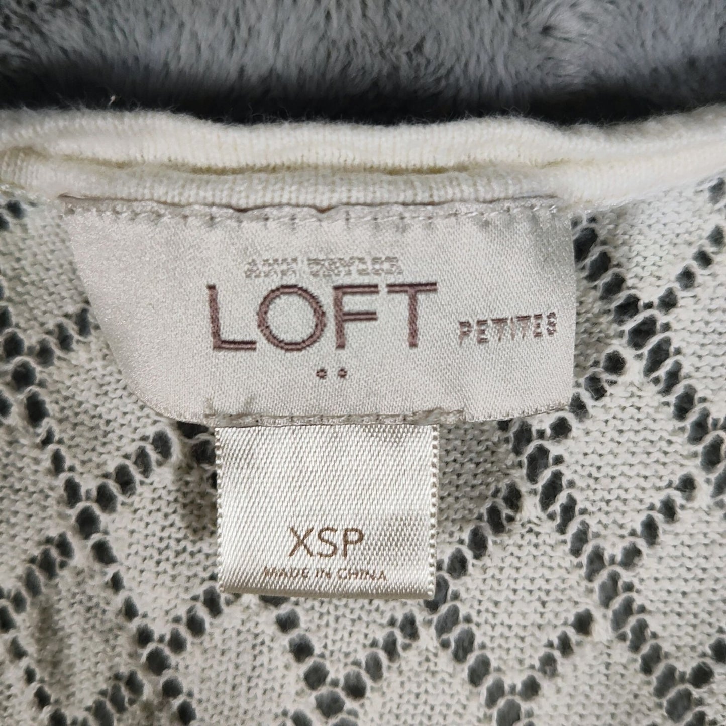 Ann Taylor Loft Petite Women's Cotton Open Knit Sweater Light Cream (XS) *Fair*