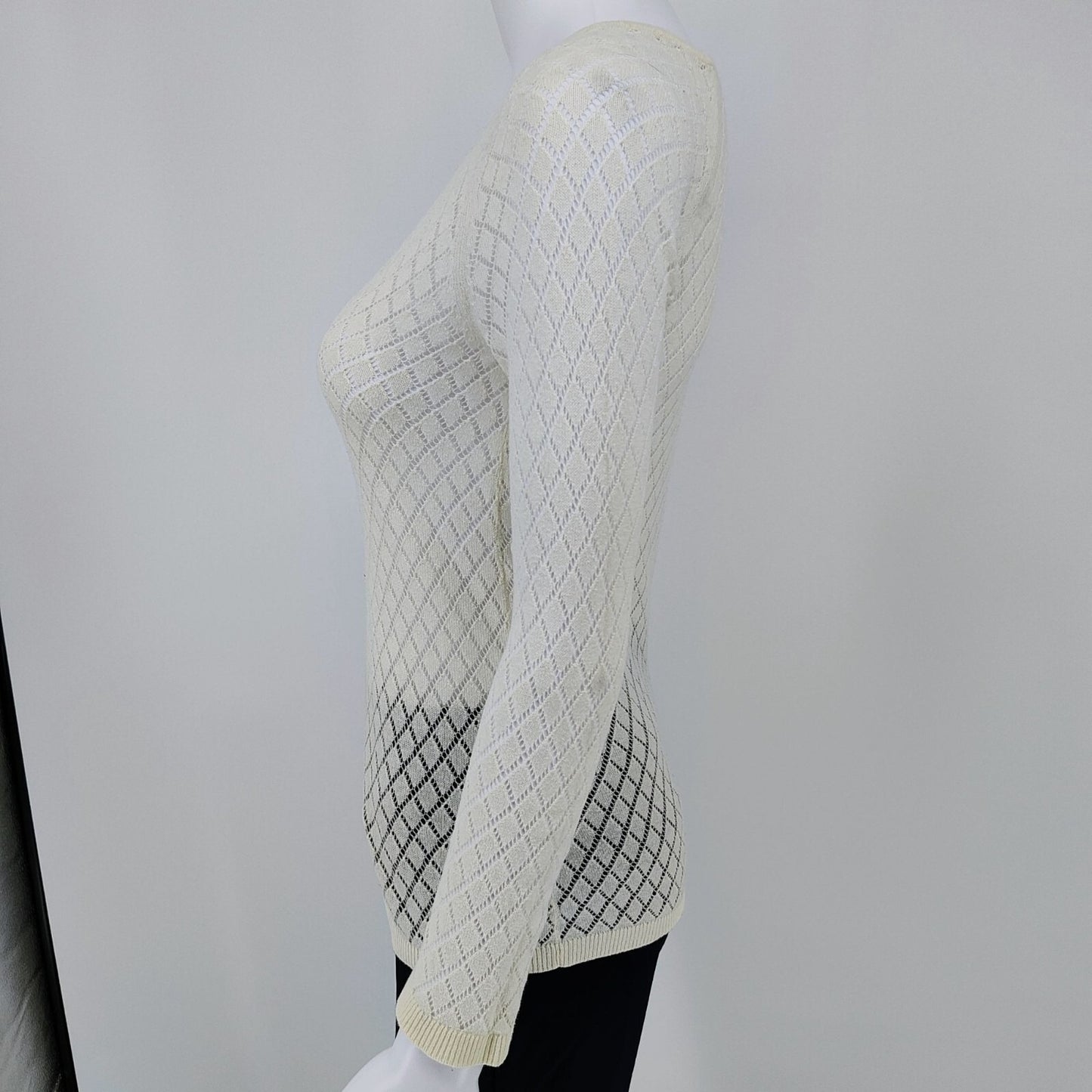 Ann Taylor Loft Petite Women's Cotton Open Knit Sweater Light Cream (XS) *Fair*