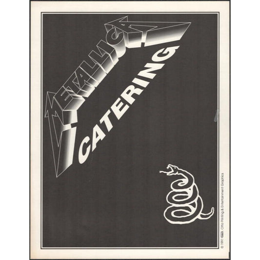 1991 Metallica Wherever We May Roam Tour "Catering" Unused Backstage Door Sign