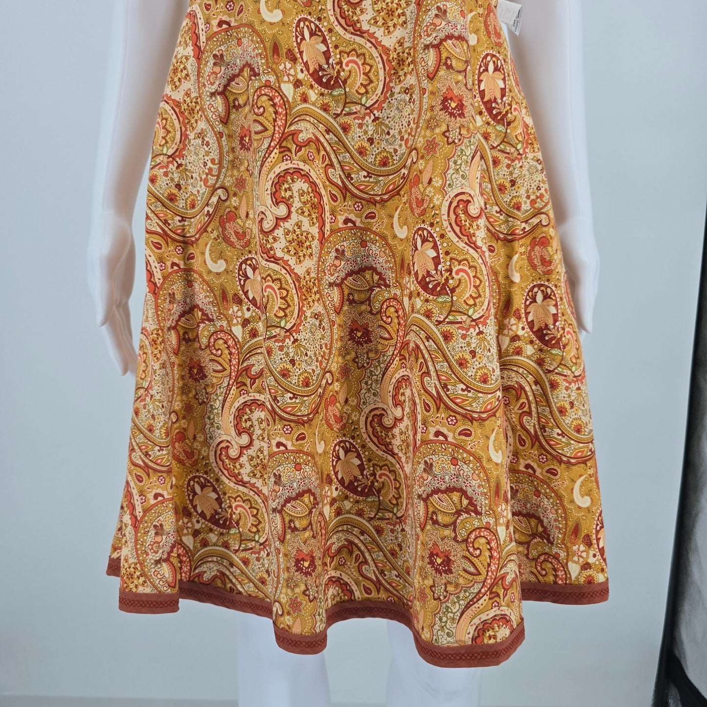 Vintage 1970s Boho Paisley Cotton Sleeveless Festival Sundress (Small)