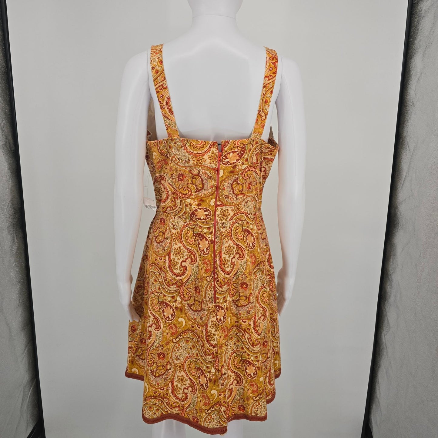 Vintage 1970s Boho Paisley Cotton Sleeveless Festival Sundress (Small)