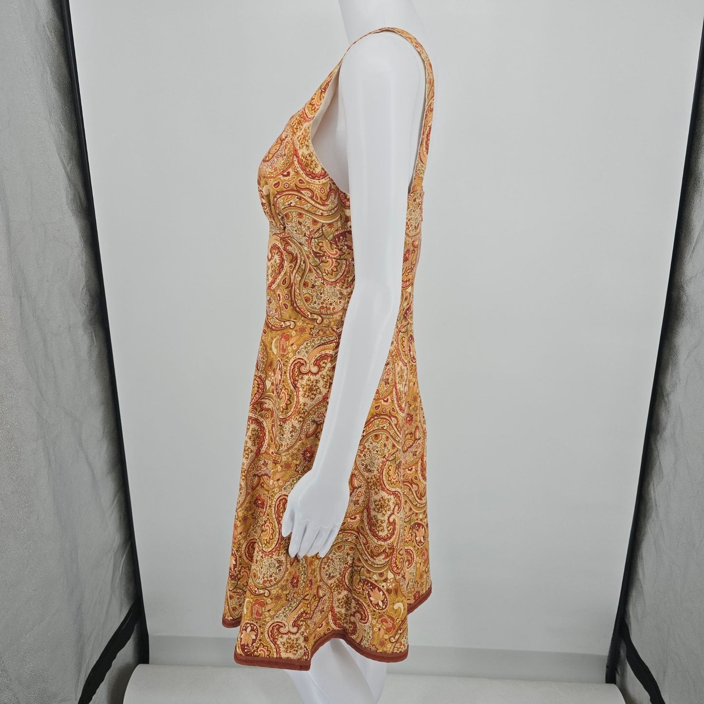 Vintage 1970s Boho Paisley Cotton Sleeveless Festival Sundress (Small)