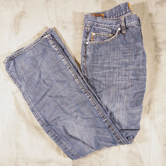Hugo Boss Mens Regular Fit 100% Cotton Black Striped Blue Jeans (34x32)
