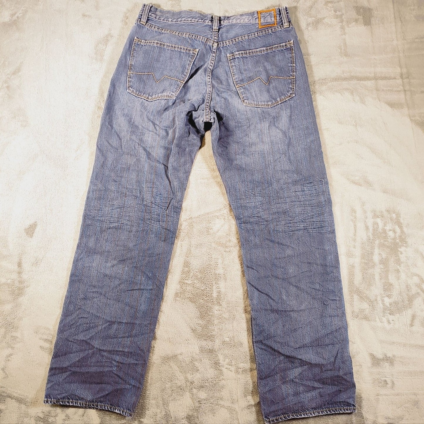 Hugo Boss Mens Regular Fit 100% Cotton Black Striped Blue Jeans (34x32)