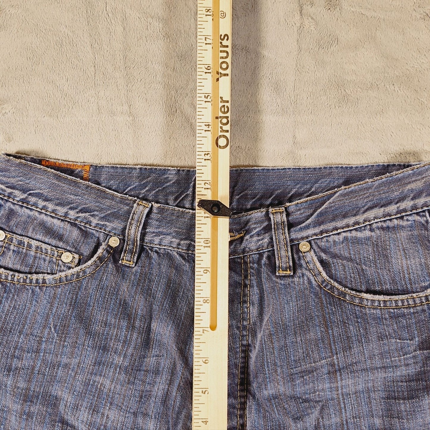Hugo Boss Mens Regular Fit 100% Cotton Black Striped Blue Jeans (34x32)