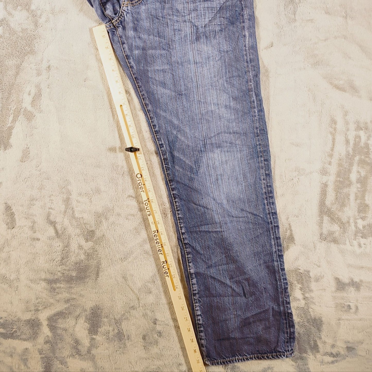 Hugo Boss Mens Regular Fit 100% Cotton Black Striped Blue Jeans (34x32)