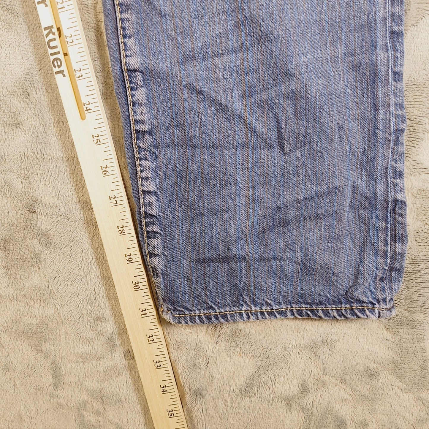 Hugo Boss Mens Regular Fit 100% Cotton Black Striped Blue Jeans (34x32)